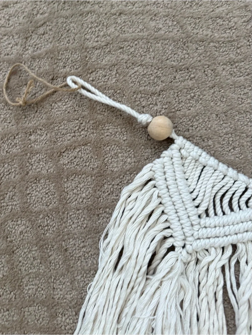 Boho Macrame Wall Hanging Garland in Natural Cream